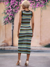 Load image into Gallery viewer, Nova Striped Round Neck Sleeveless Midi Cover Up