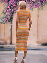 Load image into Gallery viewer, Nova Striped Round Neck Sleeveless Midi Cover Up