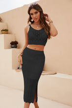 Load image into Gallery viewer, Kensley Openwork Cropped Tank and Split Skirt Set