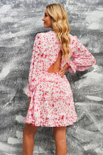 Load image into Gallery viewer, Blaze Floral Frill Trim Plunge Flounce Sleeve Dress