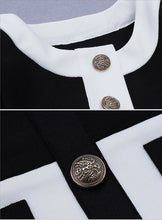 Load image into Gallery viewer, Black White Long Sleeve Mini Skirt Set