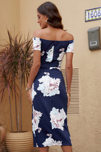 Load image into Gallery viewer, Zaynab Printed Off-Shoulder Split Dress
