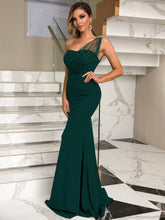 Load image into Gallery viewer, Rhinestone One-Shoulder Formal Dress
