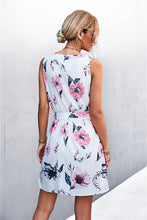 Load image into Gallery viewer, Kaede Printed Zip Detail Belted Sleeveless Dress