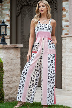 Load image into Gallery viewer, Leopard Color Block Smocked Jumpsuit