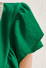Load image into Gallery viewer, Andaz Contrast Ruffle Trim Flutter Sleeve Blouse