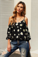 Load image into Gallery viewer, June Printed Cold-Shoulder Three-Quarter Flare Sleeve Blouse