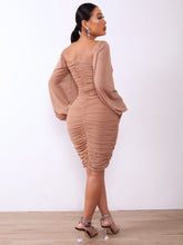 Load image into Gallery viewer, Avenly Zip-Back Ruched Bodycon Dress