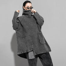 Load image into Gallery viewer, Raya Reon Turtleneck Loose Denim Sweatshirt