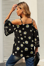Load image into Gallery viewer, June Printed Cold-Shoulder Three-Quarter Flare Sleeve Blouse