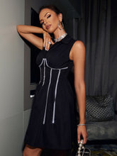 Load image into Gallery viewer, Asoria Contrast Rhinestone Detail Sleeveless Shirt Dress
