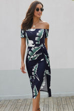 Load image into Gallery viewer, Zaynab Printed Off-Shoulder Split Dress