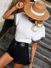 Load image into Gallery viewer, Siobhán Contrast Round Neck Short Sleeve Knit Top
