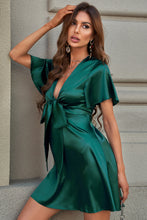 Load image into Gallery viewer, Radleigh Tie Front Plunge Flutter Sleeve Mini Dress