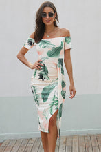 Load image into Gallery viewer, Zaynab Printed Off-Shoulder Split Dress