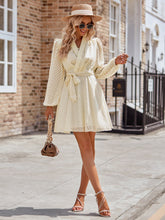 Load image into Gallery viewer, Summer Belted Surplice Neck Long Sleeve Mini Dress