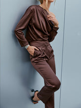 Load image into Gallery viewer, Adelle Ruched Asymmetrical Neck Top and Pants Set