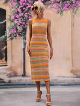 Load image into Gallery viewer, Nova Striped Round Neck Sleeveless Midi Cover Up