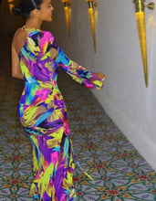 Load image into Gallery viewer, Sasha Side Slit Printed One Shoulder Maxi Dress