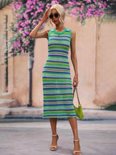 Load image into Gallery viewer, Nova Striped Round Neck Sleeveless Midi Cover Up