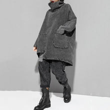 Load image into Gallery viewer, Raya Reon Turtleneck Loose Denim Sweatshirt