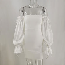 Load image into Gallery viewer, Velvela White Lantern Sleeves Mini Dress