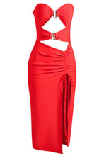 Load image into Gallery viewer, Thaïs Cutout Strapless Drawstring Detail Split Bandage Dress