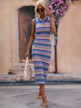 Load image into Gallery viewer, Nova Striped Round Neck Sleeveless Midi Cover Up
