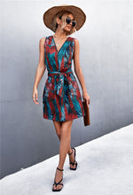 Load image into Gallery viewer, Kaede Printed Zip Detail Belted Sleeveless Dress