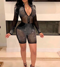 Load image into Gallery viewer, Long Sleeve Sequined Mesh Romper