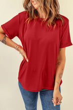 Load image into Gallery viewer, Round Neck Cuffed Short Sleeve Tee