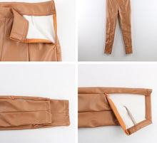 Load image into Gallery viewer, PU Leather Zip Up High Waist Trousers