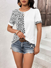 Load image into Gallery viewer, Leopard Round Neck Short Sleeve Tee