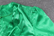 Load image into Gallery viewer, Green Envy Deep V-Neck Satin Mini Dress