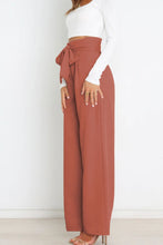 Load image into Gallery viewer, Micaela Tie Front Paperbag Wide Leg Pants