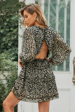 Load image into Gallery viewer, Blaze Floral Frill Trim Plunge Flounce Sleeve Dress