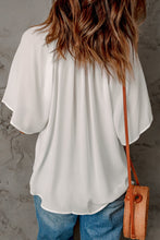 Load image into Gallery viewer, Gathered Detail Notched Neck Flutter Sleeve Top