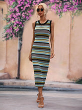 Load image into Gallery viewer, Nova Striped Round Neck Sleeveless Midi Cover Up