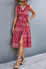 Load image into Gallery viewer, Nikita Printed Button Front Tie-Waist Sleeveless Collared Dress