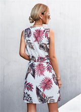 Load image into Gallery viewer, Kaede Printed Zip Detail Belted Sleeveless Dress