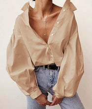 Load image into Gallery viewer, Solid Lantern Sleeves Blouse