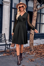 Load image into Gallery viewer, Gabrielle Surplice Neck Swiss Dot Long Sleeve Dress