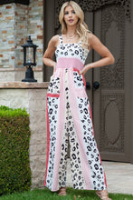 Load image into Gallery viewer, Leopard Color Block Smocked Jumpsuit