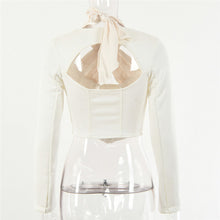 Load image into Gallery viewer, Jadis White Long Sleeve Halter Blouse