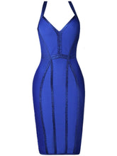 Load image into Gallery viewer, Aubrielle Glitter Seam Detail Halter Neck Slit Dress