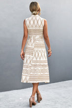 Load image into Gallery viewer, Nikita Printed Button Front Tie-Waist Sleeveless Collared Dress