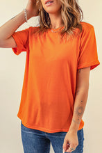 Load image into Gallery viewer, Round Neck Cuffed Short Sleeve Tee