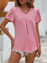 Load image into Gallery viewer, Ruche V-Neck Petal Sleeve Top