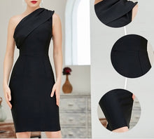 Load image into Gallery viewer, Black One Shoulder Bandage Dress