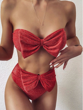 Load image into Gallery viewer, High Waist Shiny Bow Bikini